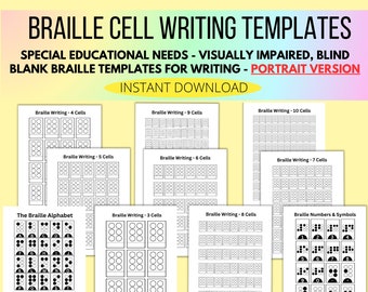 Braille Cell Writing Templates, Learn Braille Alphabet, Numbers, Special Educational Needs, Large Print, Visually Impaired, Blind Students