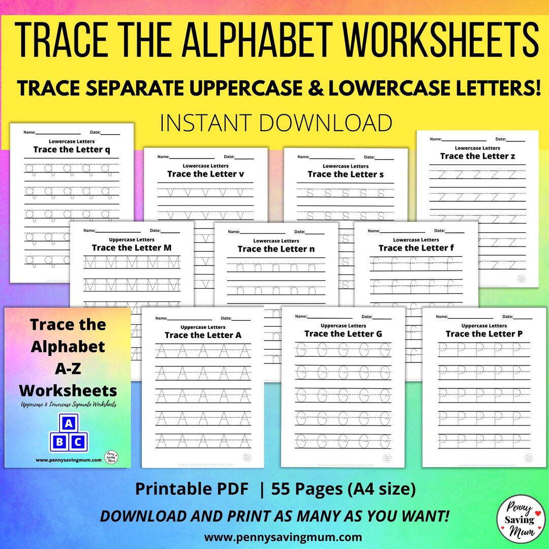 Trace the Alphabet Printable Letter Worksheets Individual Uppercase