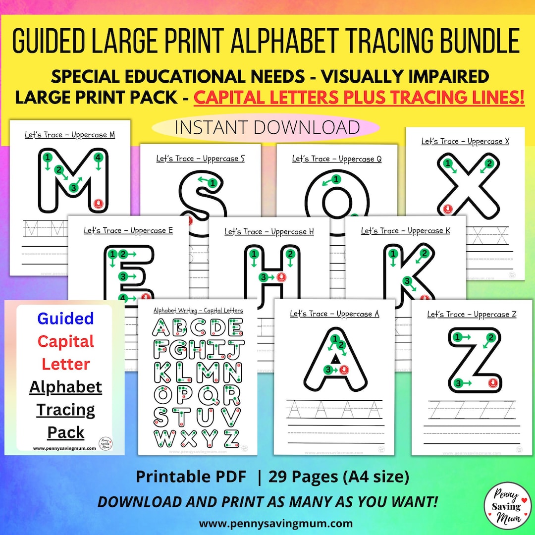 Large Print, Guided Alphabet Letter Tracing, Special Educational Needs