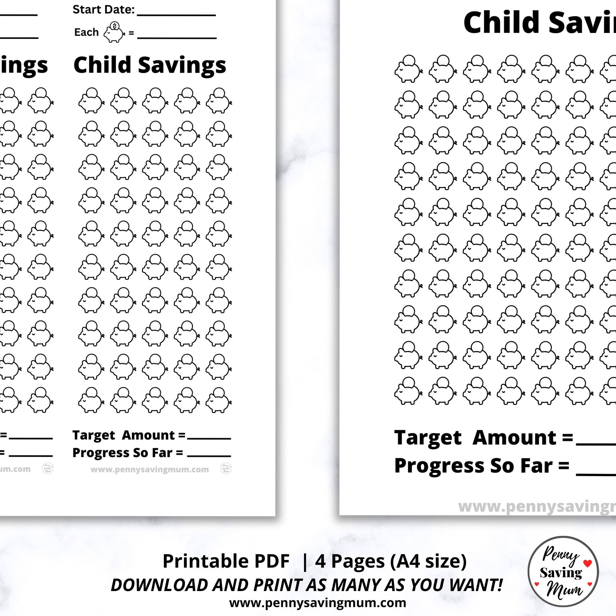 Save Money Child Savings Printable Bundle, Money Saving Worksheet - Etsy