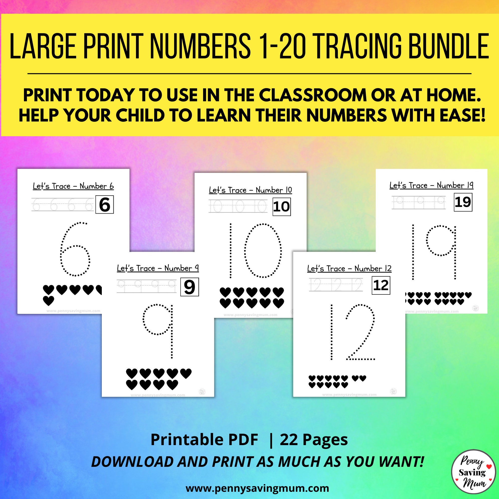 Large Print, Number Tracing, 120, Special Educational Needs, Visually