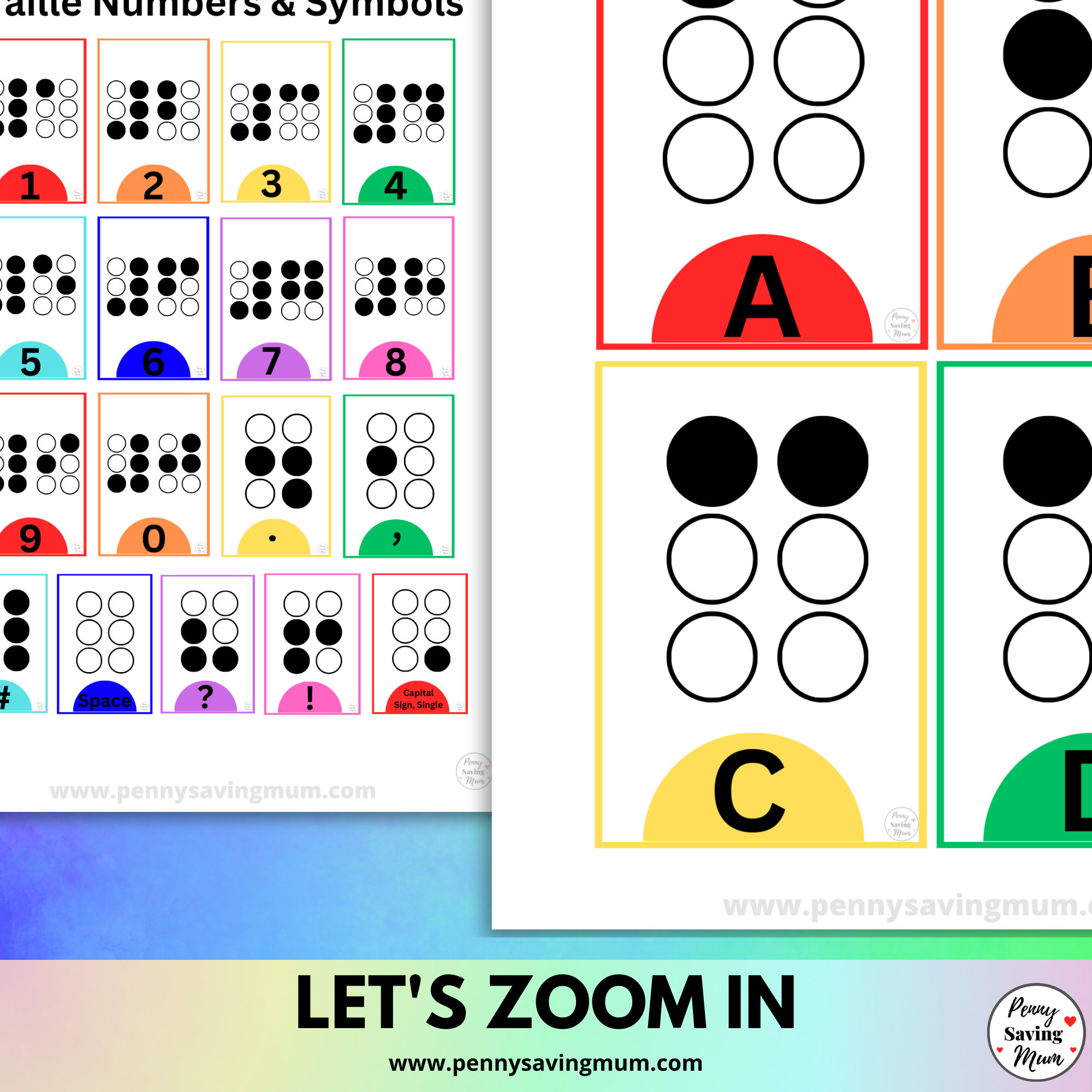 Braille Alphabet Flash Cards, Learn Braille Numbers, Special ...