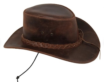 Cowboyhut Western Style Echte Premium Ledermütze für Männer