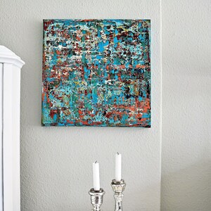 Acrylic painting abstract in turquoise 50 x 50 cm handmade