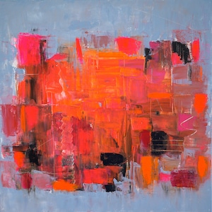Abstract painting/abstract art/modern art/on canvas/acrylic/50 x 50 cm/handmade/float gap frame/neon