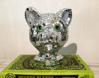 Disco Mirror Cat Bust: Funky Maximalist Decor
