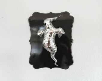 Disco Ghost Plaque | Funky Halloween Dopamine Decor | Mounted Ghost Trophy | Spooky Maximalist Art