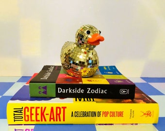 Gold Disco Duck | Rose Gold Mirror Rubber Ducky | Funky Maximalist | Dopamine Decor