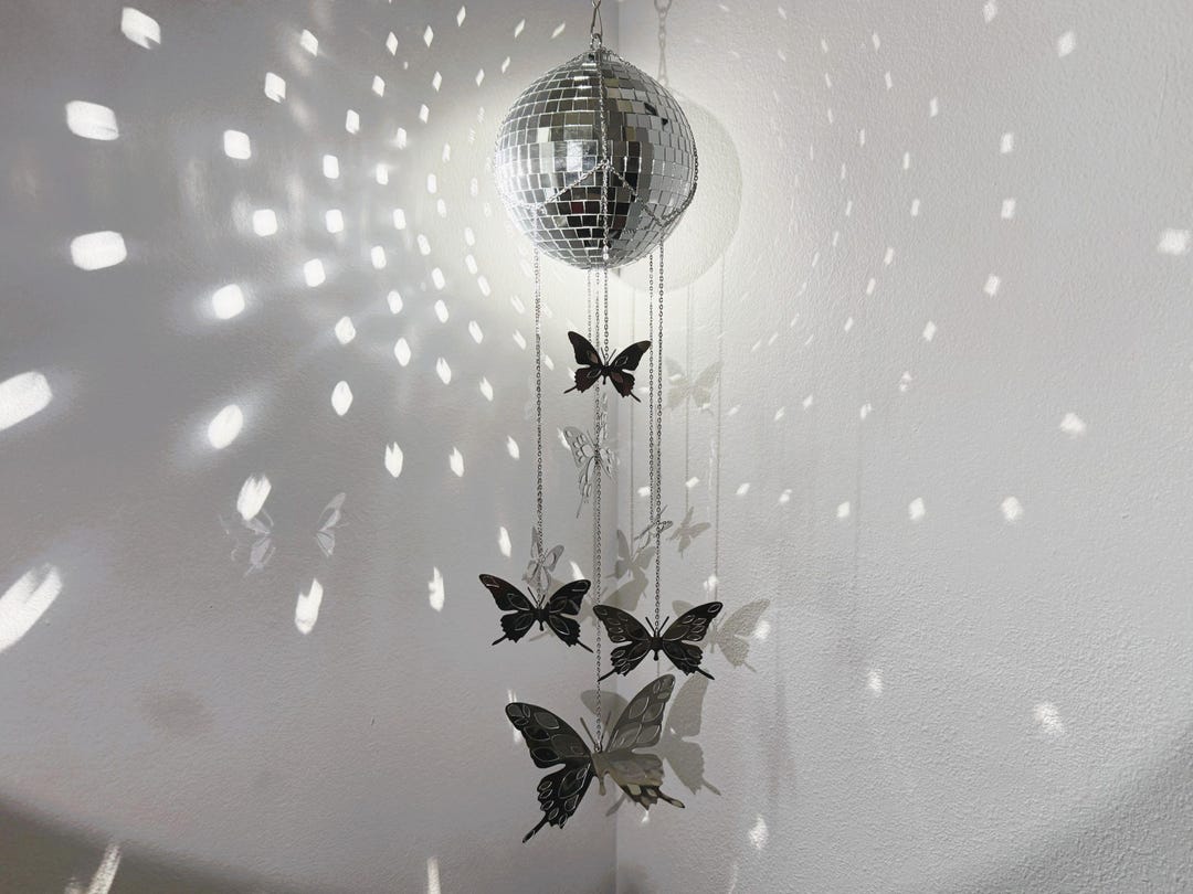 Disco Butterfly Mobile: Mirror Ball Suncatcher, Maximalist Decor - Etsy