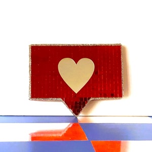Disco Heart Icon | Instagram Like Button Symbol | Funky Maximalist Mirror Sign