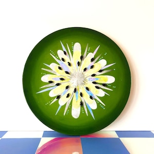 Kiwi Slice Painting | Funky Fruit Decor | Maximalist Kitchen Art