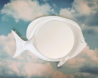 Espejo de pez grande: decoración de pared de playa costera, ojo de diamantes de imitación