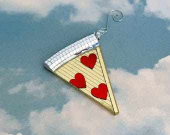 Disco Pizza Slice Ornament | Mirrored Valentine Suncatcher | Maximalist Dopamine Gift