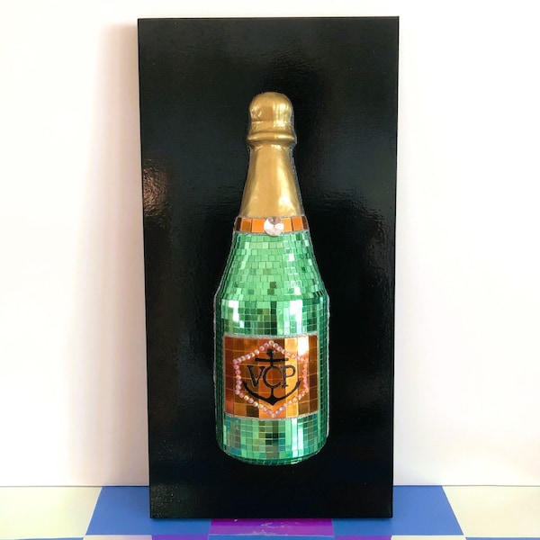 Disco Champagne Bottle | Veuve Clicquot Bar Decor | Funky Maximalist Pop Art