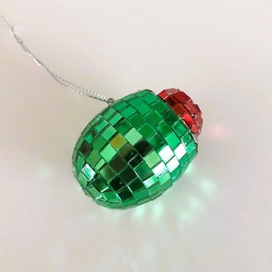 Disco Olive Ornament | Funky Food Holiday Decor | Martini Olive Suncatcher | Mirror Ball Accessory