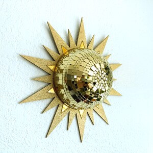 Disco Sun | Funky Mirror Mosaic Wall Hanging | Boho Maximalist Art | Dopamine Decor image 2