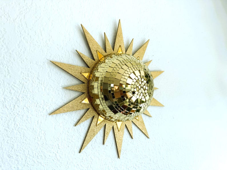 Disco Sun | Funky Mirror Mosaic Wall Hanging | Boho Maximalist Art | Dopamine Decor image 2