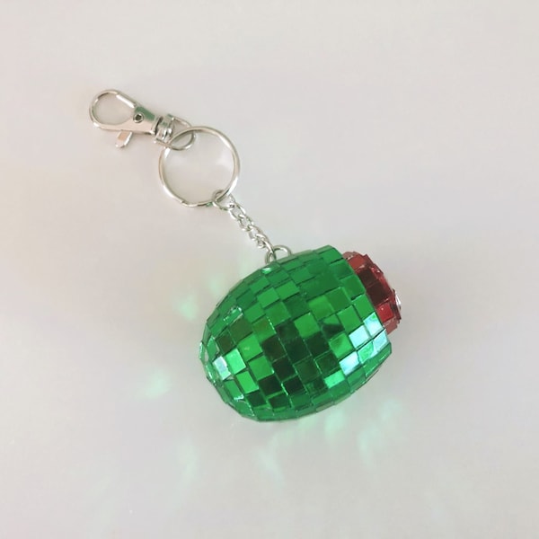 Disco Martini Olive Keychain | Funky Food Mirror Bag Charm | Car Ornaments | Rearview Accessory