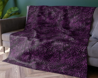 Purple Cheetah Print Crushed Velvet Blanket Purple Throw Mom Gift for Her Dorm Room Decor Livingroom Bedroom Throw Roommate Gift Cat Lovers