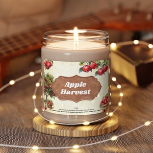 Apple Harvest Scented Soy Candle 9oz Vegan Candle Non-toxic No Parabens Completely Natural Candle Gift for Her Him Birthday Wedding Gift
