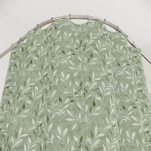 Sage Green Leaf Shower Curtain – Elegant Vintage Aesthetic Bathroom Decor, Boho Cottagecore Style, Polyester Fabric Gift for Her