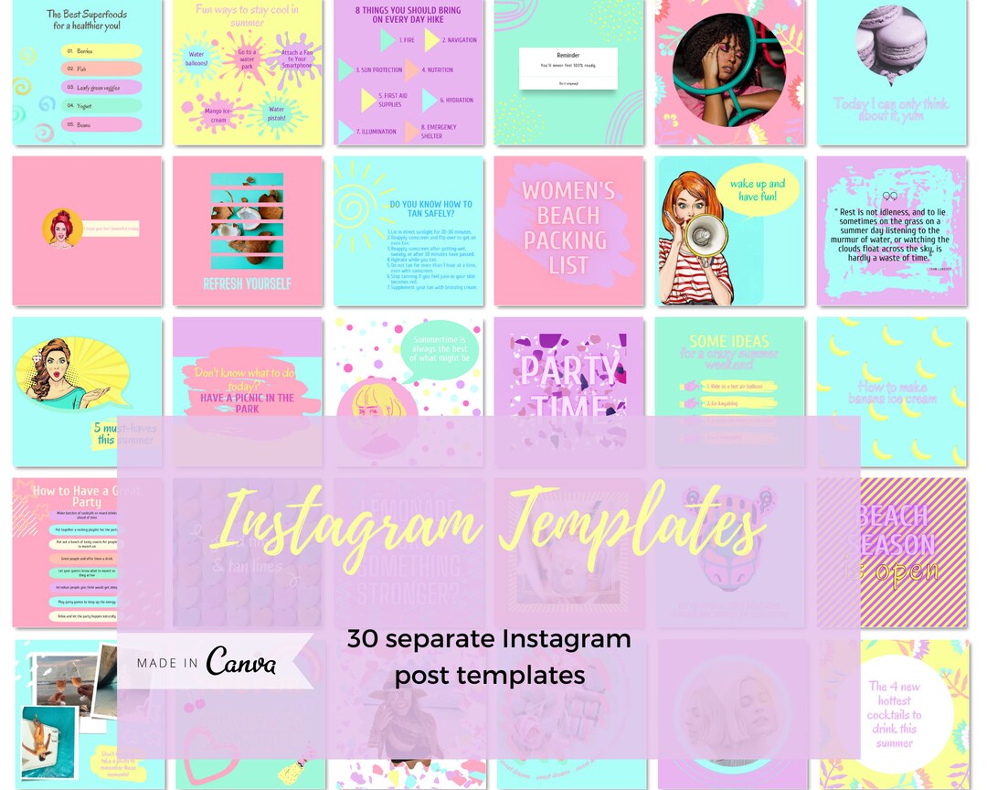 Instagram Templates for the Powerful Blog 30 Separate Templates for