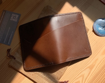 Leather Bifold Wallet "The Companion", Minimalist, Cash pocket, 6 card pockets, Gift idea, Groomsmen gift, Father’s Day gift