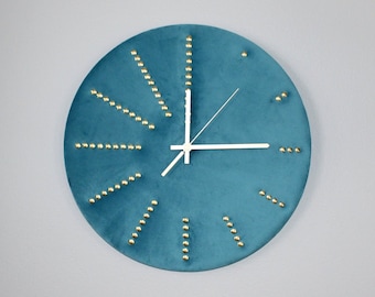 Modern Wall Clock/Unique Design Wall Clock/Round Clock/Turquoise Wall Clock/Modern Wall Clock/Handmade Clock/Wall Decor/Living Room Clock