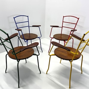 Set of 4 Vintage Metal Outdoor Garden Chairs / Vintage Bistro Chairs / Garden Chairs / Patio Chairs / Balcony Chairs 80s
