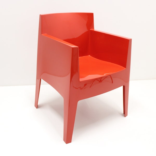 Chaise design Philippe Starck/1 sur 2 Chaises restaurées/Fauteuil empilable en polypropylène/Chaises de salle à manger/Chaises de jardin/Fauteuils MCM rouges vintage