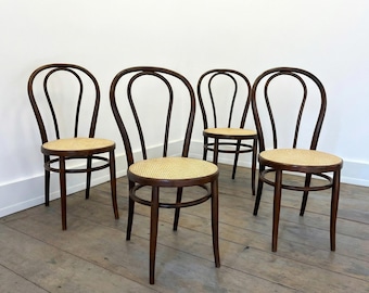 Set of 4 Vintage Bentwood Chairs / Cane Seat Dining Chairs / Thonet Style / Dining Chairs