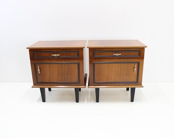 Set of 2 Vintage nightstands/Vintage bedside table/Vintage wooden bedside table/Nightstands 60’s Yugoslavia/Retro night table/Storage tables