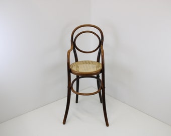 Antique Thonet Kids Chair/Model 1230 from 1890/Bentwood and Wicker Caned/Highchair/Childs Chair Thonet/Gift For Kids/Restored/Designer Chair