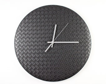 Black Minimalist Wall Clock/Modern Wall Clock/Silent Wall Clock/Unique Round Clock/Large Clock/Handmade Clock/Design Clock/Living room