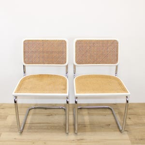 1 Of 2 CESCA Chairs / Chair By Marcel Breuer / Mid Century Modern Chair / Yugoslavia 70s / Tubular Frame With Cane And Wood / Bauhaus Chair
