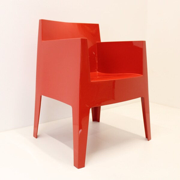 Chaise design Philippe Starck/1 sur 2 Chaises restaurées/Fauteuil empilable en polypropylène/Chaises de salle à manger/Chaises de jardin/Fauteuils MCM rouges vintage
