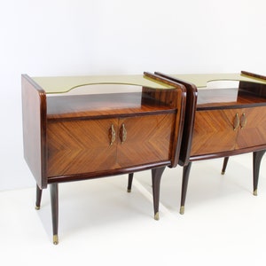 Pair Of Bedside Tables / Vintage Nightstands / Italian MCM Bedside Tables With Brass /  Night Tables 50s / Bedside Stands / Art Deco