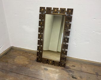 Vintage Ornate Brass Wall Mirror / Mid-Century Decorative Mirror 60s / Eclectic Home Accent / Gold Tone Home Decor