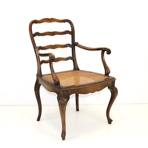 Antique French Chair / Wooden Chair 1890's / Rattan Chair / French Armchair / Decorative Chair