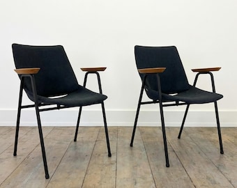 1 van de 2 stoelen LUPINA / stoelen van Niko Kralj voor Stol Kamnik / vintage stoel met armleuningen jaren 60 / metalen stoel / fauteuil