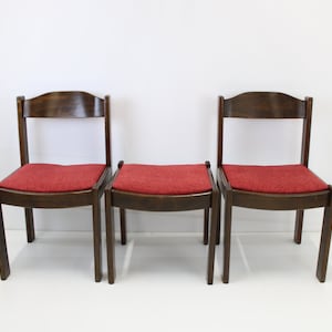 Set di 3 sedie da pranzo vintage / sedie country / sedie retrò / sedie imbottite / sedie in legno