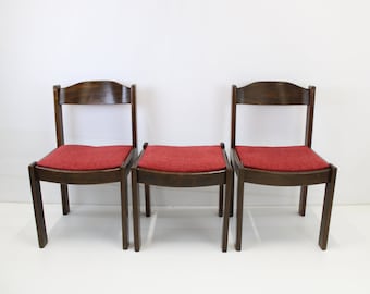 Set Of 3 Vintage Dining Chairs / Country Chairs / Retro Chairs / Upholstered Chairs /Wooden Chairs