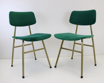 Set of 2 Vintage Chairs Stol Kamnik/Chairs 70's of Yugoslavia/Office Chair/Gold Metal Dining Chairs/Designer chair/Green Chairs/Restored