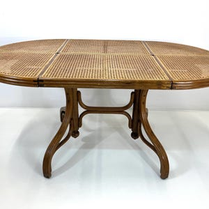 MUNDUS Dining Table 60s / Solid Wood And Cane Top / Rare Vintage Dining Table / MCM Dining Table