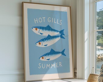 Funny Sardine Print – Coastal Kitchen Wall Art | Unframed - Print Only