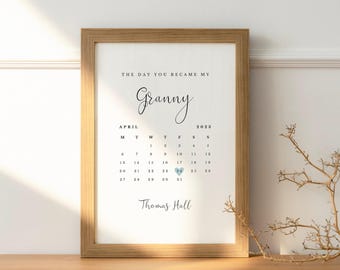 Stampa personalizzata "Il giorno in cui sei diventata la mia tata" / Regalo per la festa della mamma per la nonna / Senza cornice - Solo stampa