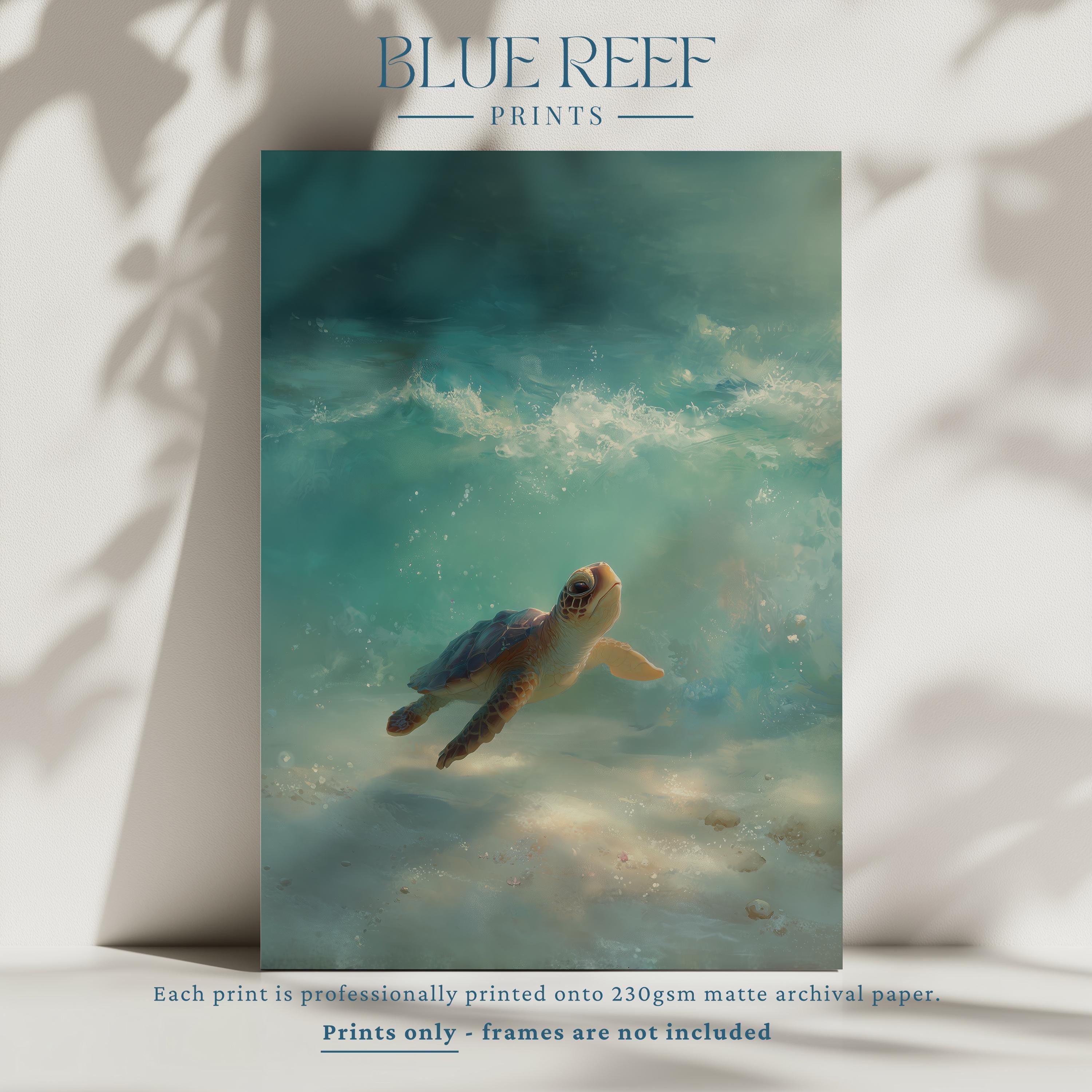 Sea Turtle Ocean Art Print – Underwater Marine Life Wall Art | Unframed ...