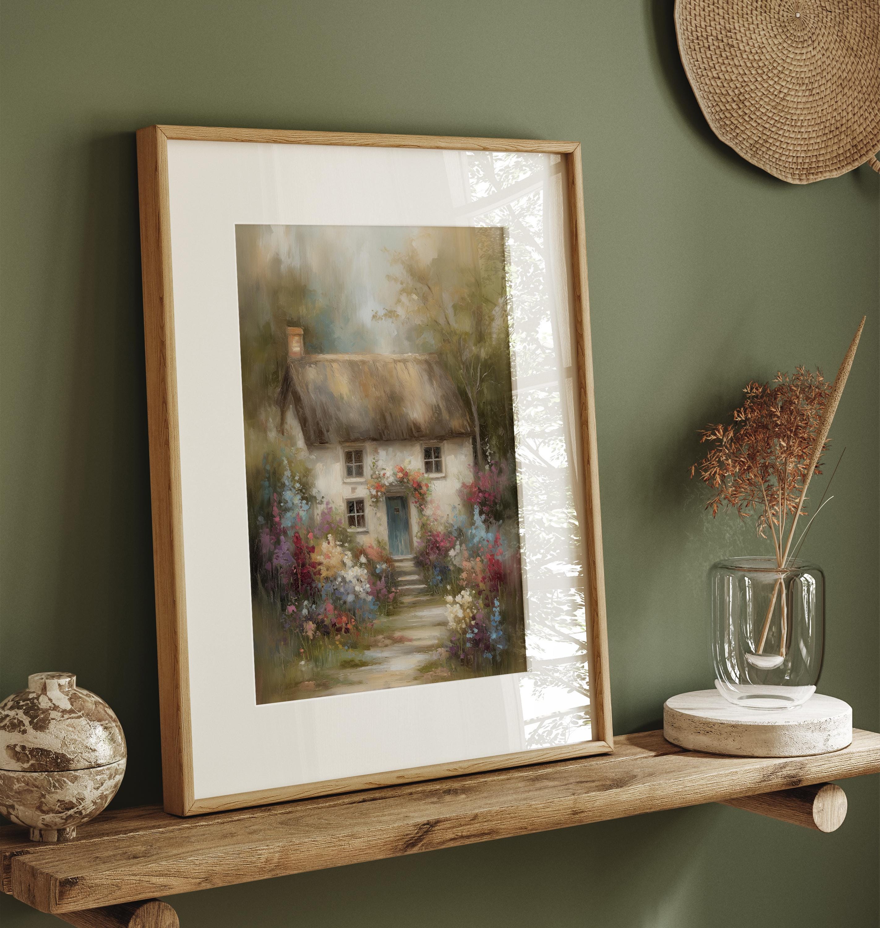 English Cottage Garden Art Print – Thatched Cottage Wall Art | Unframed ...