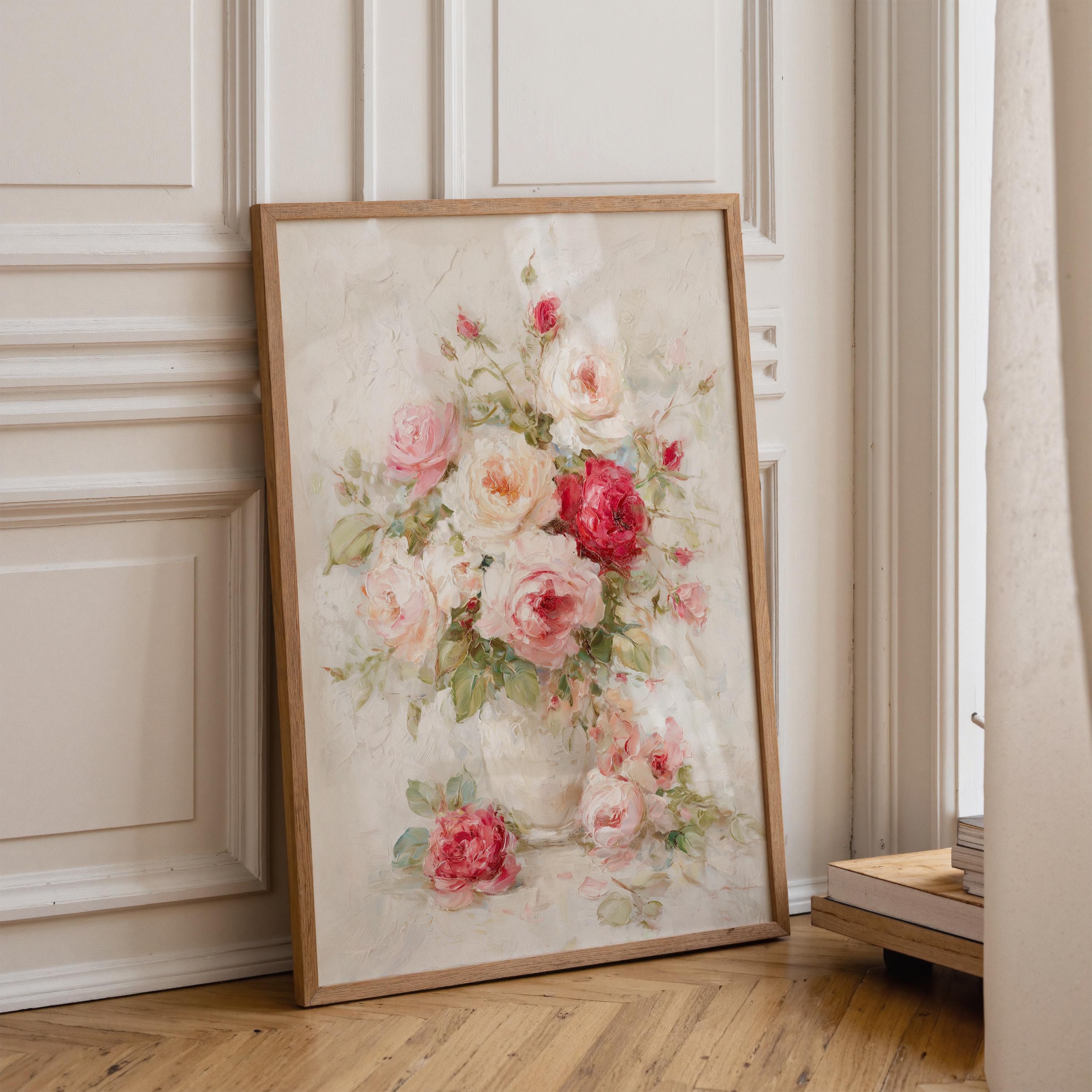 Soft Rose Bouquet Art Print – Romantic Floral Wall Art | Unframed ...