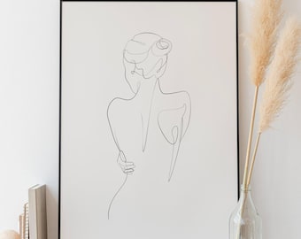 Line Art Woman Print | Minimalist Wall Art | Woman's Body Line Drawing | Abstract Line Drawing Print | Unframed - Print Only